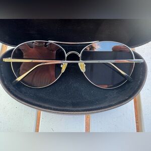 GENTLE MONSTER Titanium Aviator Sunglasses in Silver Tone